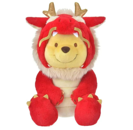 Disney Store Japan 2024 New Year Winnie Pooh Red Dragon Plush Medium