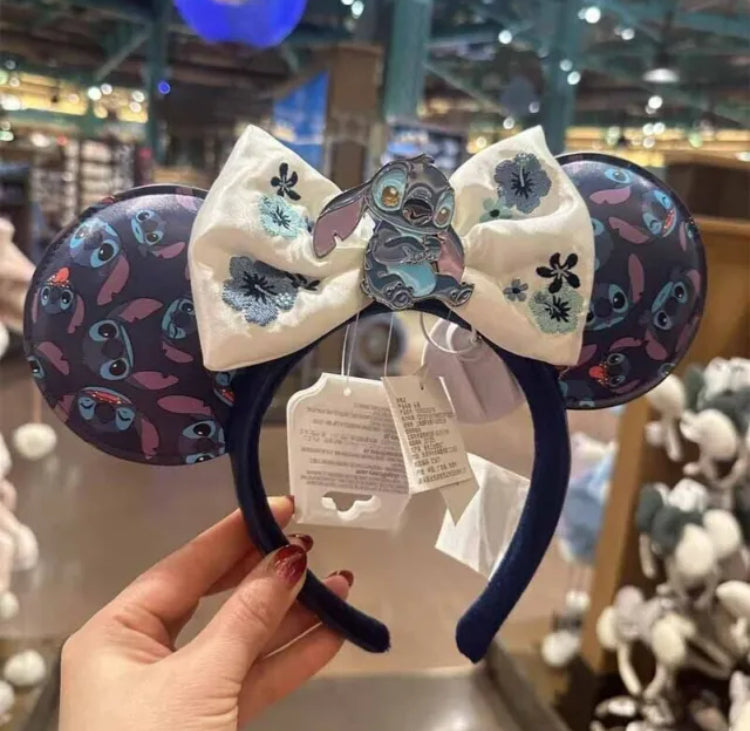 Disney Authentic 2024 Stitch Minnie mouse Ear Headband Disneyland Exclusive