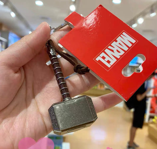 Authentic Disney Store Marvel Thor Hammer Mjolnir Keychain Pewter Metal Keyring