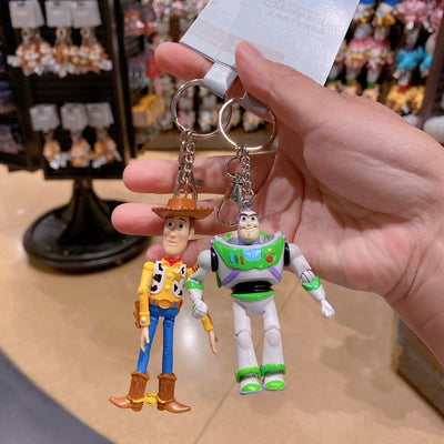 2pcs Shanghai Disney Toy Story Woody Buzz lightyear keychain small action figure keyring