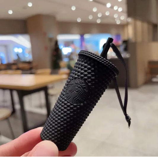 Authentic Starbucks 2022 black Mini Geometric Studded Cup Ornament 2.3oz