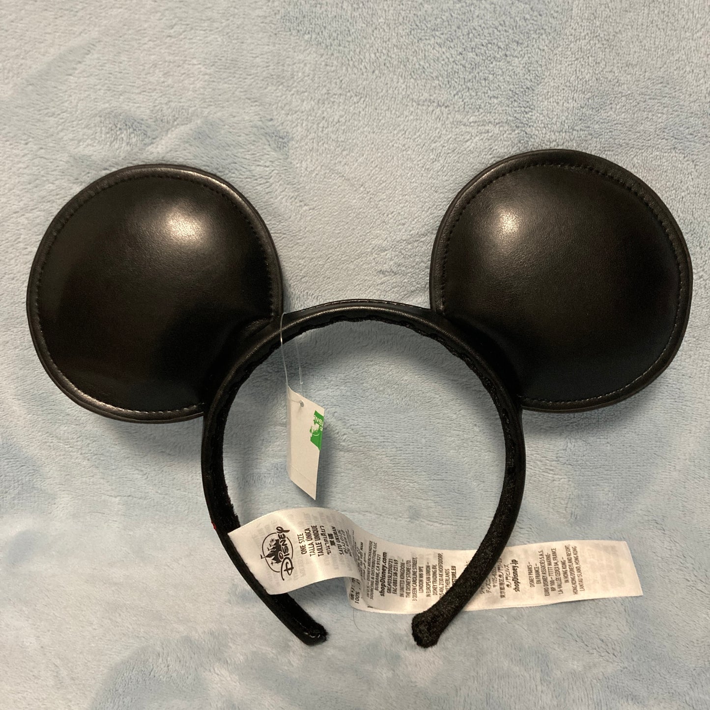 Authentic Disney Parks Mickey Mouse Ears Headband Solid Black faux Leather NWT