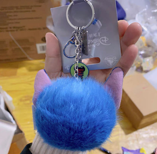 Shanghai Disney stitch fluffy blue ball Keychain pendant new