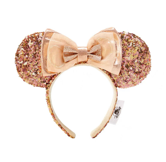 Disneyland minnie lighting golden headband sequined ear Disney new