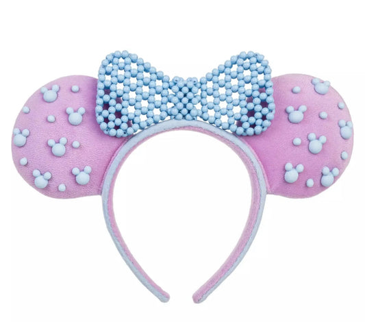 Disneyland Pink And Blue Beaded Headband Ears Presale NWT