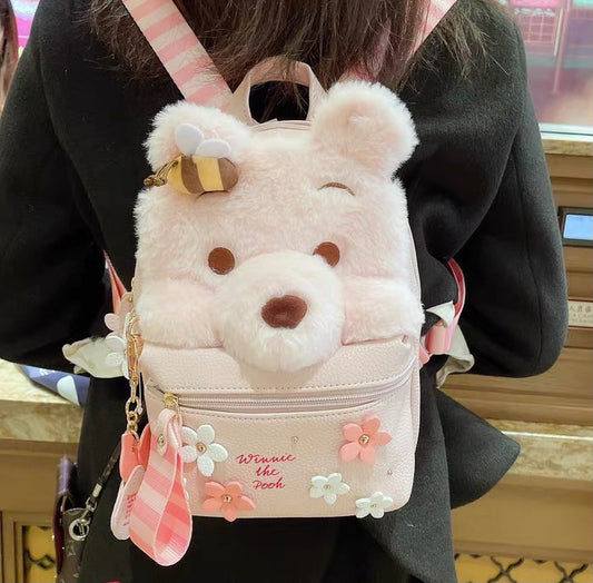 Authentic Disney Shanghai store Winnie the pooh plush Sakura Pink Backpack Bag