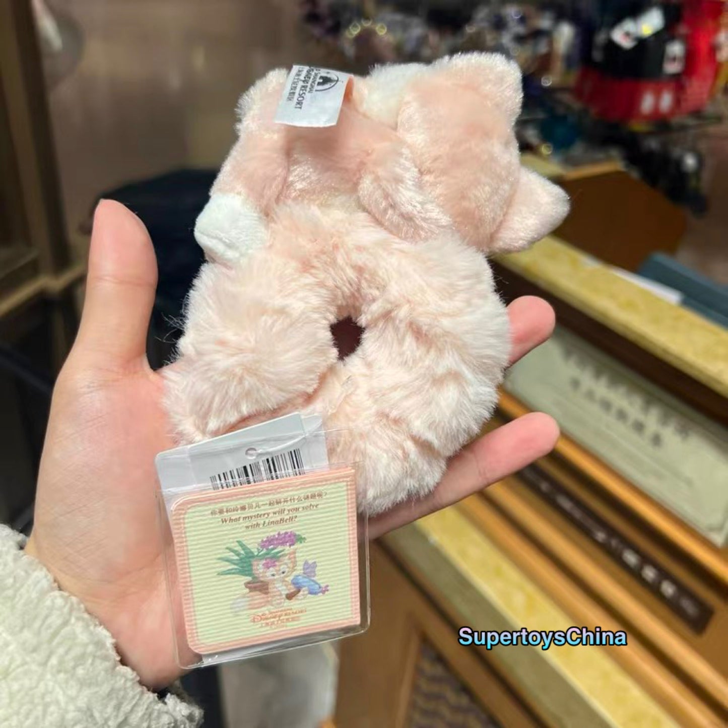 Authentic Disney park shanghai disneyland Linabell fox Pink Cute Plush hair tie