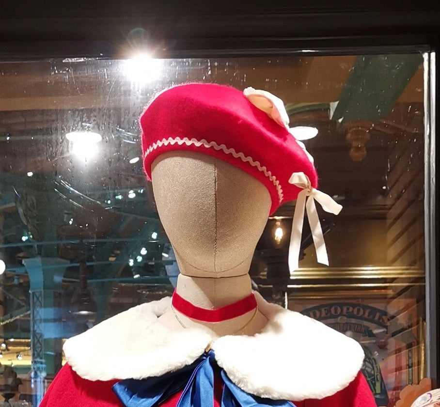 Shelliemay autumn red beret hat cap Shanghai Disneyland Disney exclusive