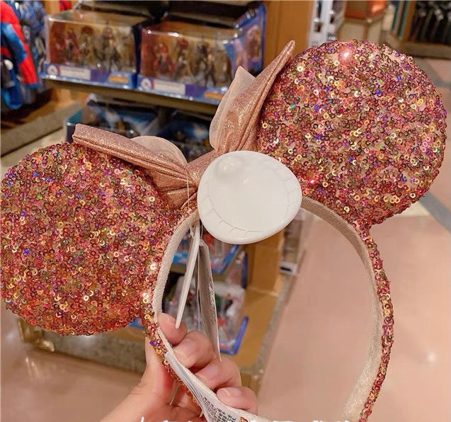 Disneyland minnie lighting golden headband sequined ear Disney new