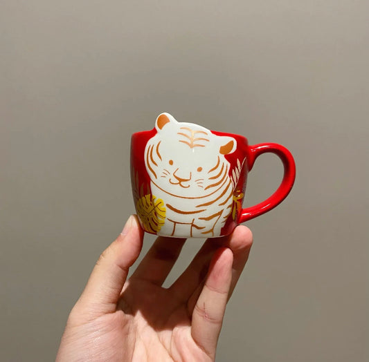 New 2022 Starbucks China Year Of The Tiger 3oz White Tiger Ceramic Mug