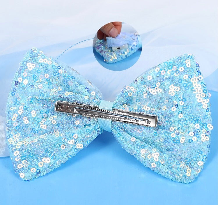 Disney frozen Elsa light up bow blue lightning headband removable bow