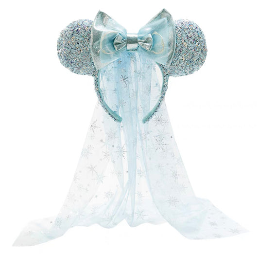 Shanghai disney lightning Minnie headband Princess Elsa veil light up ear