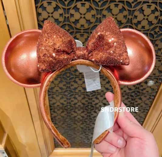 Disney authentic 2022 bronze sequined minnie mouse ear Headband Disneyland