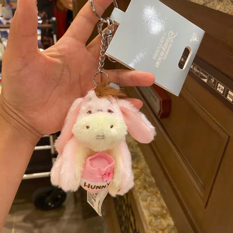 Disney 2022 winnie the pooh eeyore sakura Pink plush charm keychain