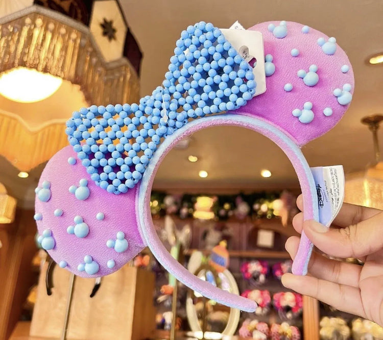 Disneyland Pink And Blue Beaded Headband Ears Presale NWT
