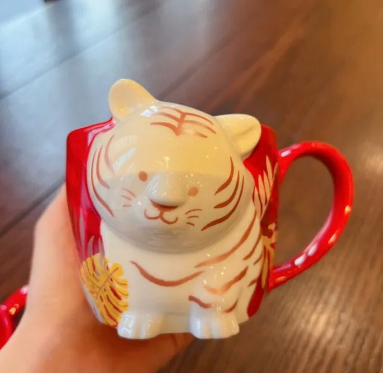 New 2022 Starbucks China Year Of The Tiger 12oz White Tiger Ceramic Mug