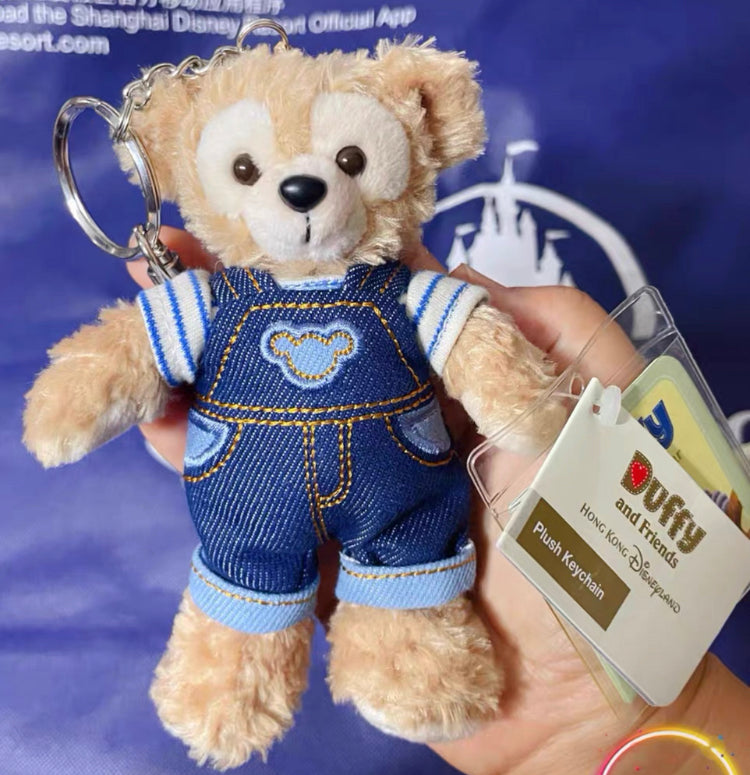 Authentic Hong Kong Disney Duffy Bear denim Plush keychain keyring