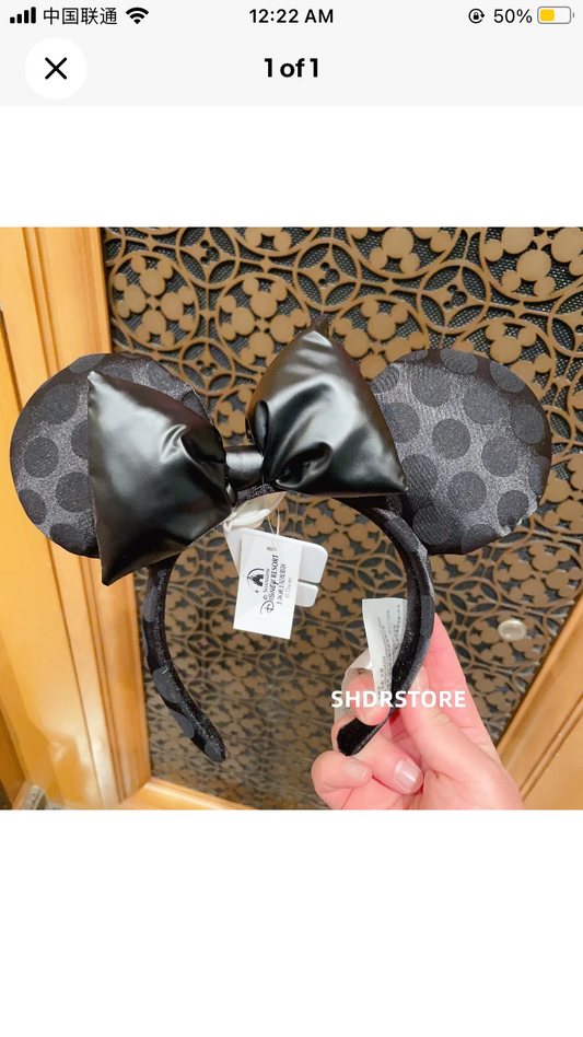 Disney authentic 2023 Black bow Minnie mouse ear headband Disneyland