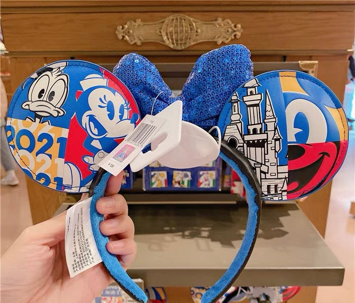 Disney Minnie mouse ear headband leather mickey donald shanghai disneyland
