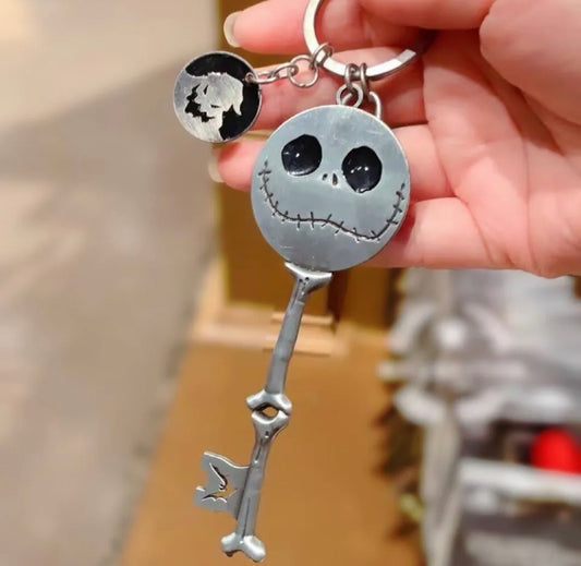 Disney Parks Nightmare Before Christmas Key Jack Skellington Face Metal Keychain