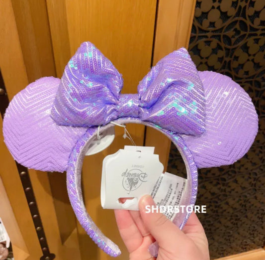 Disney 2023 authentic Purple sequined Minnie mouse ear Headband Disneyland