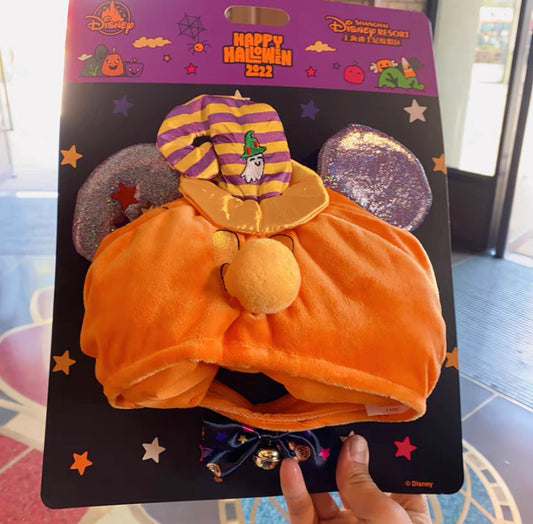 Disney park Halloween pet costume pumpkin hat dog cap winter