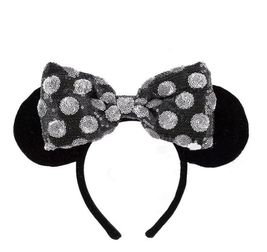 Disney park black Minnie headband ear with removable bow