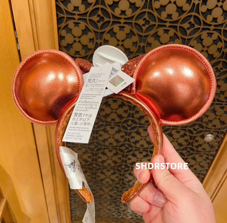 Disney authentic 2022 bronze sequined minnie mouse ear Headband Disneyland