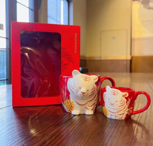 New 2022 China Tiger Year Starbucks Tiger Zodiac Two Mugs Set With Gift Box