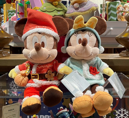 Shanghai Disney Store 2022 christmas holidays mickey minnie plush set of 2 stuffed